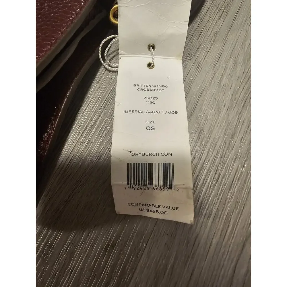 NWT Tory Burch Britten Combo Crossbody Burgundy - Picture 2 of 4